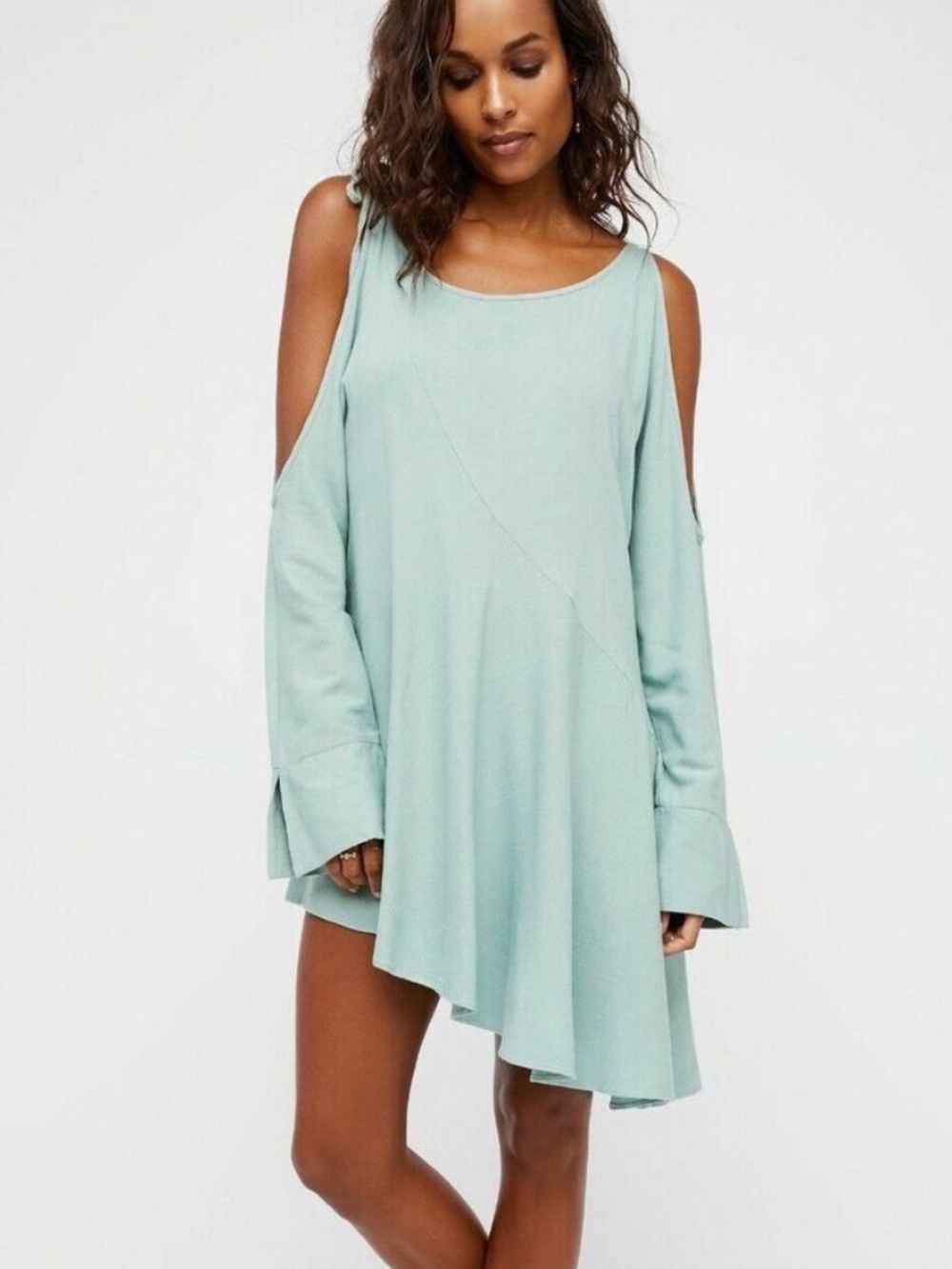 Free People NWT Clear Skies Dress Asymmetrical Tunic Mint Green Women's Small S
